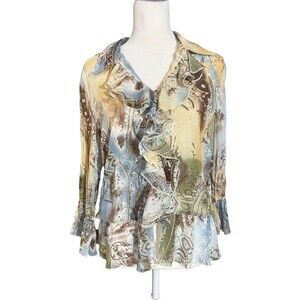 VTG Y2K Dressbarn Ruffle Top Flare Sleeve Forest Fairy Grunge Whimsigoth